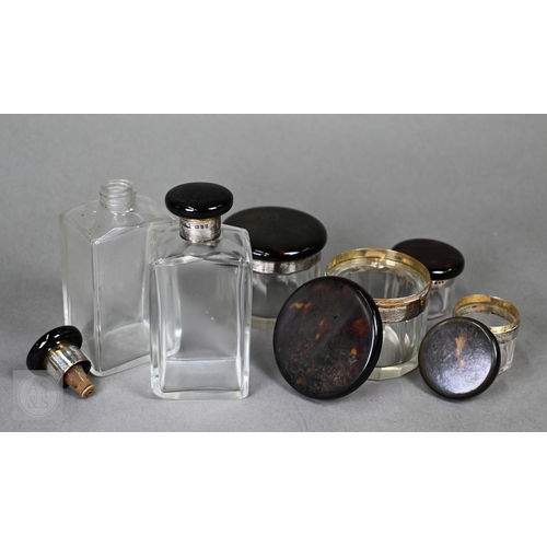 31 - A set of three pairs of Asprey & Co Ltd. silver and tortoiseshell-mounted toilet jars, London 19... 