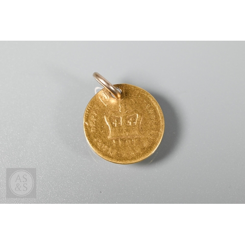 349 - A Georgian 1/3 guinea, date worn but 1804, drilled