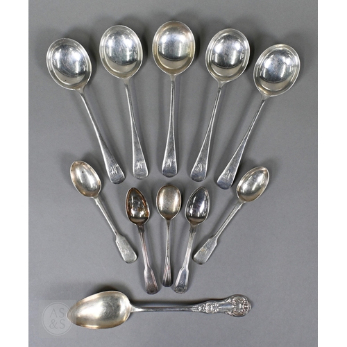 35 - A Victorian Scottish King's pattern (variant) silver tablespoon, J & W Mitchell, Glasgow 1842, t... 