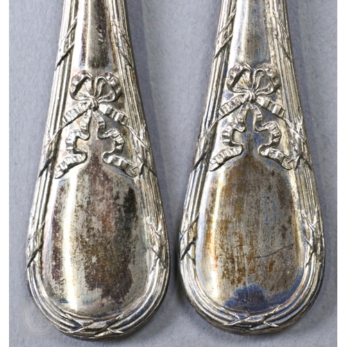 43 - An antique cased set of six each Austro-Hungarian .800 grade fish knives and forks, 23oz little used... 