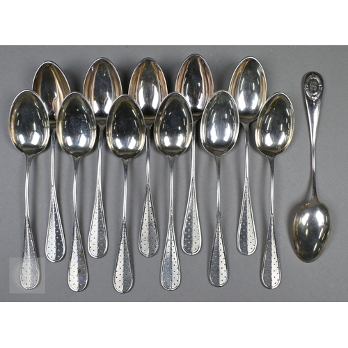 48 - A pair of Continental silver cabinet spoons, the ornate cast stems with seated figure finials, Londo... 