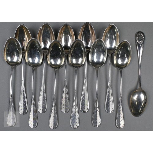 48 - A pair of Continental silver cabinet spoons, the ornate cast stems with seated figure finials, Londo... 