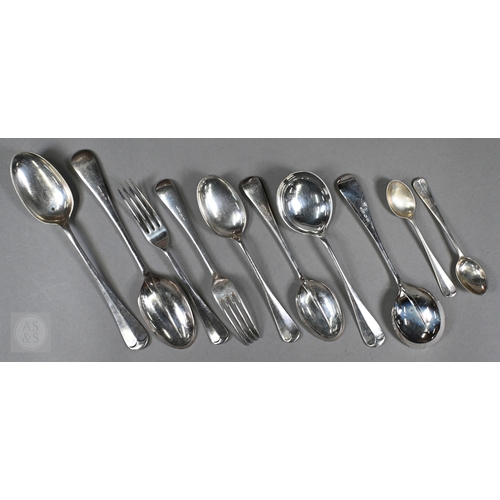 6 - An Edwardian oak-cased set of twelve each Albany pattern fish knives and forks with silver handles a... 