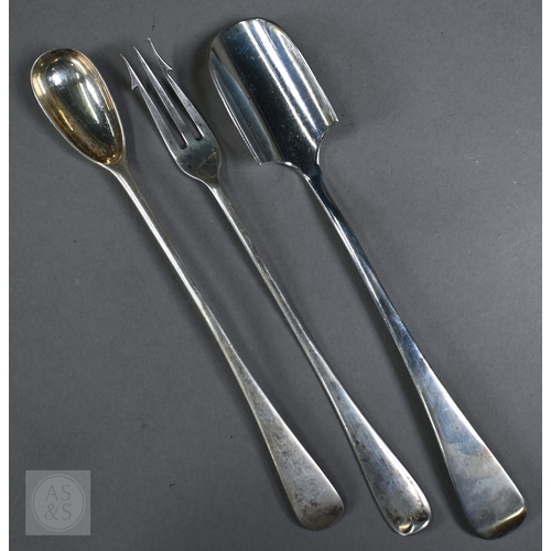 64 - A oak canteen of silver Old English pattern flatware for up to twelve settings (some missing element... 