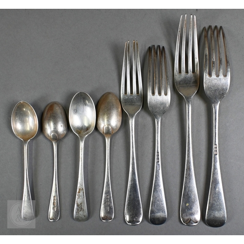 64 - A oak canteen of silver Old English pattern flatware for up to twelve settings (some missing element... 