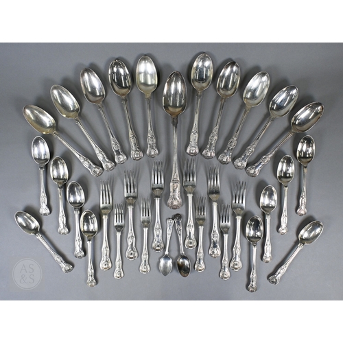 A matched set of Kings Pattern silver flatware, William IV, Victorian ...