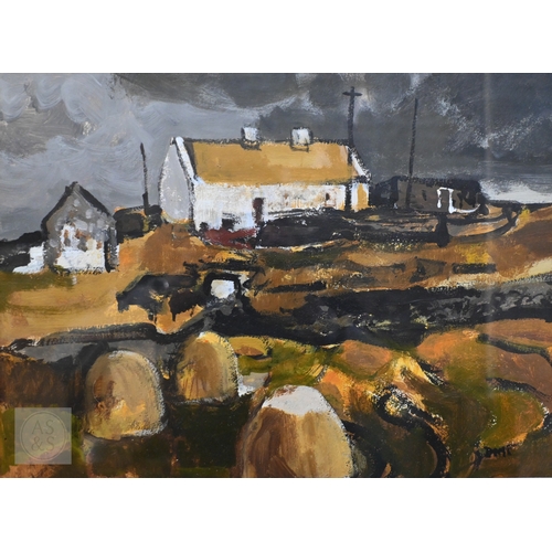 606 - Donald McIntyre RI (British, 1923-2009) - 'Hay Stacks - Bunowen', oil on board, signed with initials... 