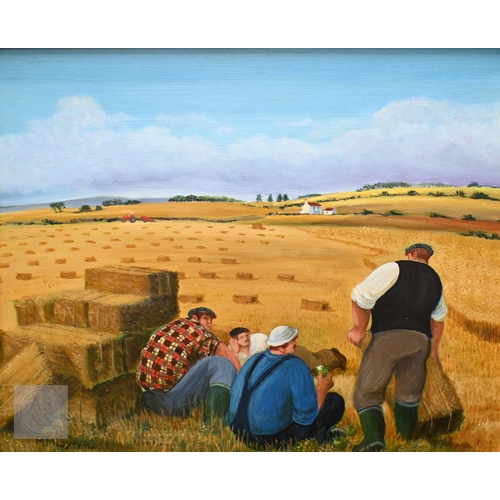 610 - Margaret Loxton (British, b 1938) - 'Lunchbreak', oil on board, signed lower left, 30 x 37 cmARR may... 