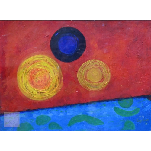 613 - Terry Frost (British, 1915-2003) - 'Three for Ronda', oil on board, signed and dated '79 lower right... 