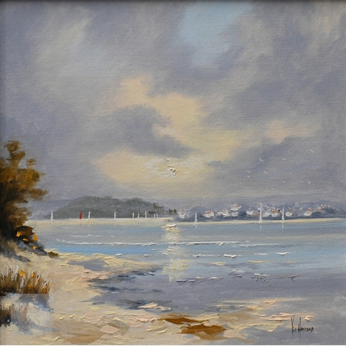 617 - Ken Hammond (British, b 1948) - Estuary, oil on canvas, signed lower right, 39.5 x 39 cm