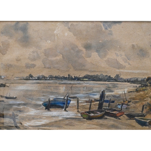 618 - Flora Twort (British, 1893-1985) - 'Petersfield lake', watercolour and bodycolour on coloured paper,... 
