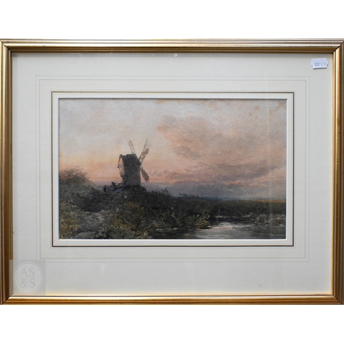 621 - E M Wimperis (British, 1835-1900) - 'Amberley, wild brooks', watercolour, signed with initials, 1888... 