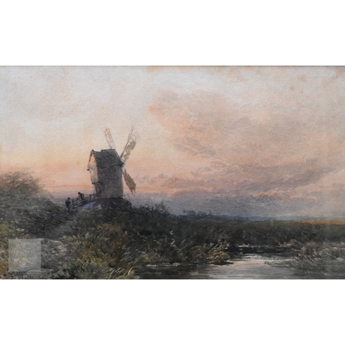 621 - E M Wimperis (British, 1835-1900) - 'Amberley, wild brooks', watercolour, signed with initials, 1888... 