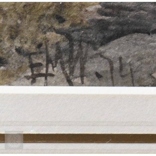 621 - E M Wimperis (British, 1835-1900) - 'Amberley, wild brooks', watercolour, signed with initials, 1888... 