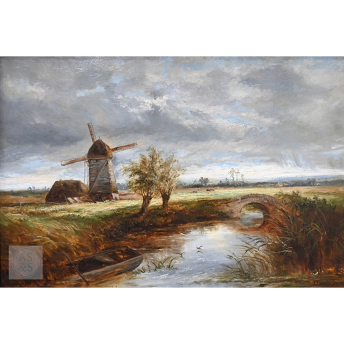 623 - Joseph Thors (Dutch, 1835-1920) - Lowlands landscape with windmill, oil on canvas, signed lower righ... 