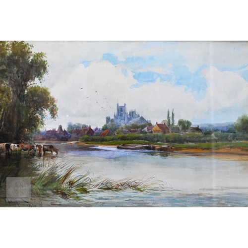 627 - H C Fox (British 1855/60-1929) - The Thames, watercolour, signed lower left, 33 x 50 cm