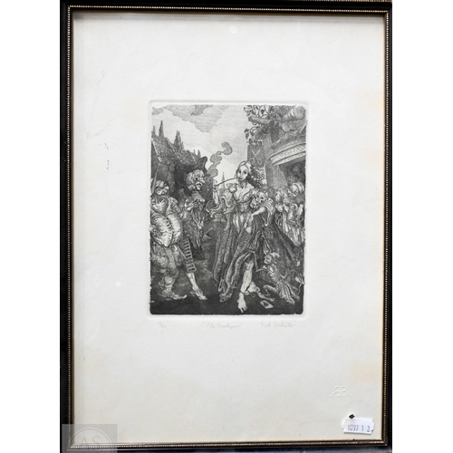 639 - Rick Schreiter (American, 20th century) - Four satirical cartoons in the manner of Hogarth - The you... 
