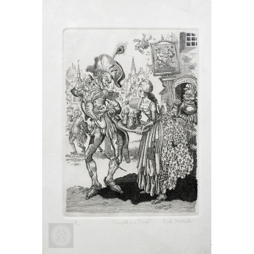 639 - Rick Schreiter (American, 20th century) - Four satirical cartoons in the manner of Hogarth - The you... 