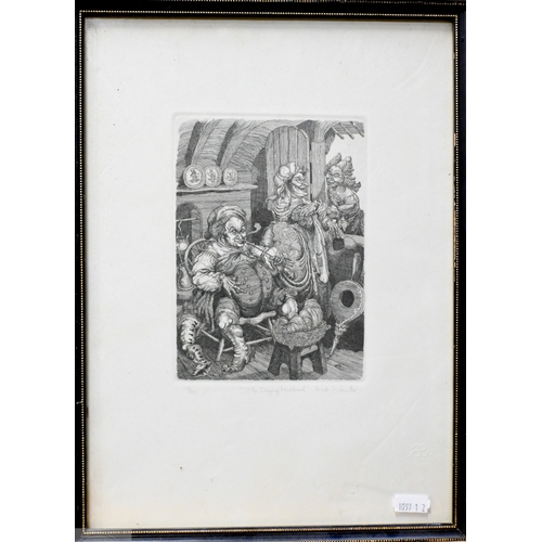 639 - Rick Schreiter (American, 20th century) - Four satirical cartoons in the manner of Hogarth - The you... 