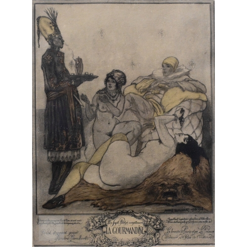 640 - André Lambert - A set of eight lithographs - 'Les Sept Peches Capitaux', including L'Avarice, L'Orgu... 