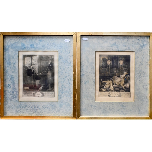 640 - André Lambert - A set of eight lithographs - 'Les Sept Peches Capitaux', including L'Avarice, L'Orgu... 