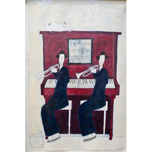 641 - Annora Spence (British, b 1962) - 'Ladies at the piano', mixed media, signed lower right, 1996, 76 x... 