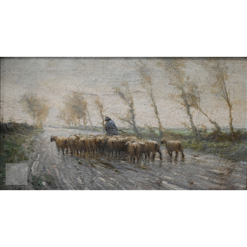 647 - William Tatton Winter RBA (British, 1855-1928) - 'A Shepherd and his flock', oil on canvas, signed l... 
