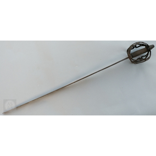 An 18th Century (probably) Scottish basket-hilt sword with 78cm single ...
