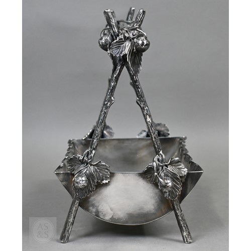 21 - A Regency Old Sheffield Plate desk-stand fitted with nib-box flanked by two square glass pots with m... 