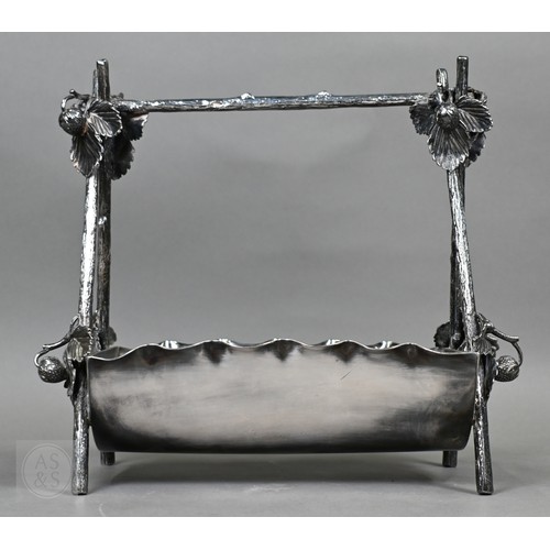 21 - A Regency Old Sheffield Plate desk-stand fitted with nib-box flanked by two square glass pots with m... 