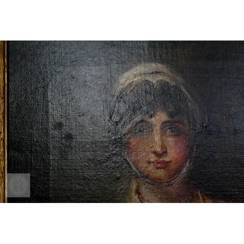657 - After Sir Thomas Lawrence - Portrait of Mrs Sarah Siddons, oil on canvas, 19th century, 27 x 21.5 cm... 