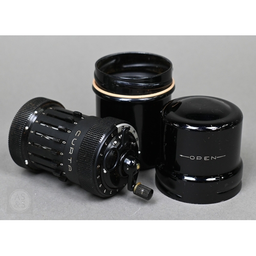 A Curta Type I cylinder calculator no.29408 by Contina AG Mauren (Lichtenstein), c/w outer case and original instruction booklet