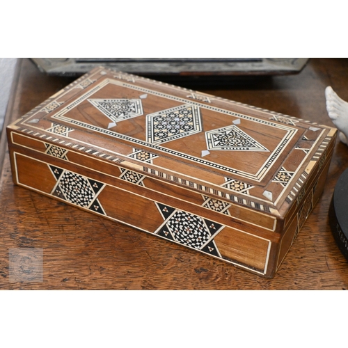 515 - A 19th century Continental contre-boulle type inkstand (inlays are wood veneers, not tortoiseshell),... 