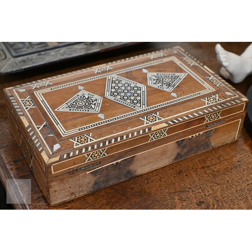 515 - A 19th century Continental contre-boulle type inkstand (inlays are wood veneers, not tortoiseshell),... 