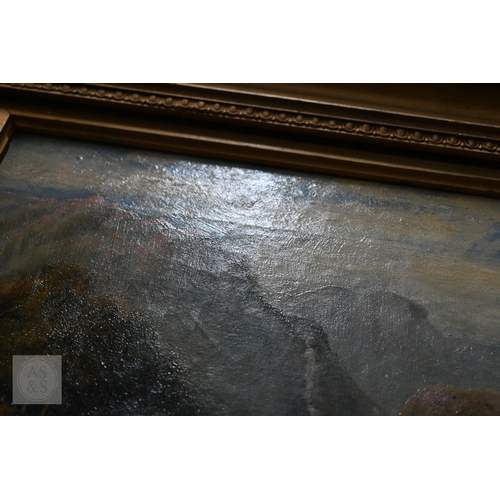 310 - W Gresley - Ramblers traversing an overgrown bridge, oil on canvas, signed and dated 1887, 40 x 60 c... 