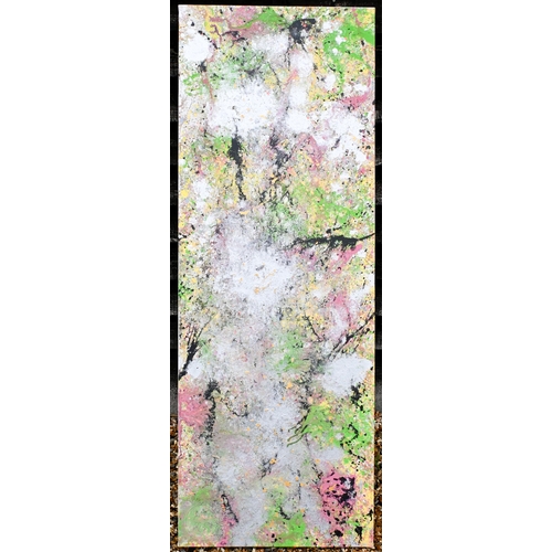 314 - A contemporary abstract oil on canvas, 66 x 183 cm, unframed