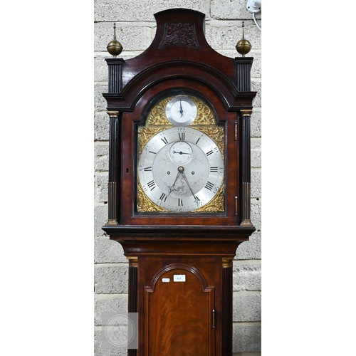 30 - Hugh Riach, London, a good mid 18th century brass mounted mahogany pagoda top longcase clock, the ei... 