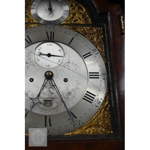 30 - Hugh Riach, London, a good mid 18th century brass mounted mahogany pagoda top longcase clock, the ei... 