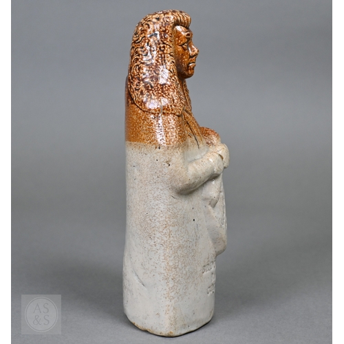 553 - An early 19th Century commemorative stoneware flask, modelled as Lord Brougham, holding the Reform B... 