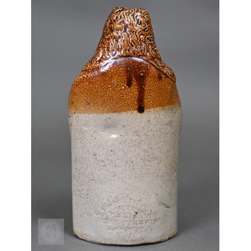 553 - An early 19th Century commemorative stoneware flask, modelled as Lord Brougham, holding the Reform B... 