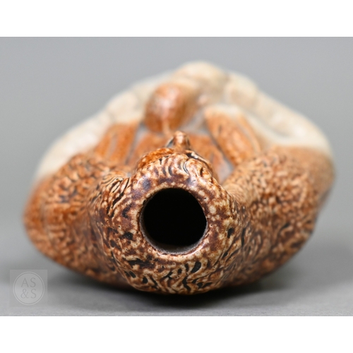 553 - An early 19th Century commemorative stoneware flask, modelled as Lord Brougham, holding the Reform B... 