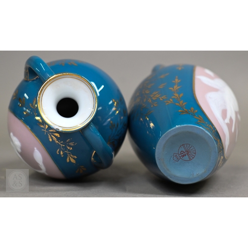 554 - A German ceramic bulbous vase with p&acirc;te-sur-p&acirc;te medallions depicting profiles of Renais... 