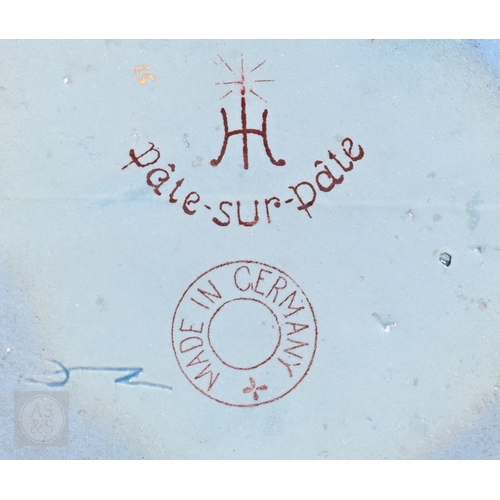 554 - A German ceramic bulbous vase with p&acirc;te-sur-p&acirc;te medallions depicting profiles of Renais... 