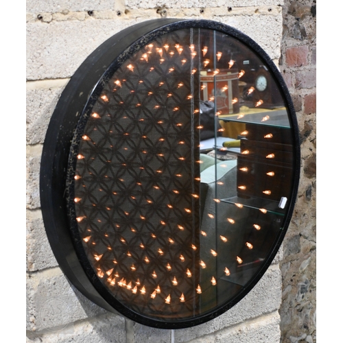 569 - A contemporary design circular 'Infinity' or 'Rabbit-Hole' mirror with painted frame and internal re... 