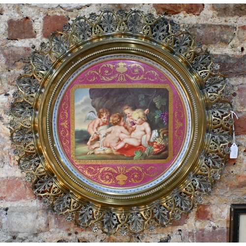 399 - A 19th Century Vienna porcelain cabinet tray, painted with Rubens' 'Christ and John the Baptist as C... 
