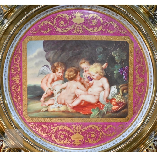 399 - A 19th Century Vienna porcelain cabinet tray, painted with Rubens' 'Christ and John the Baptist as C... 