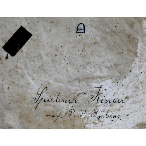 399 - A 19th Century Vienna porcelain cabinet tray, painted with Rubens' 'Christ and John the Baptist as C... 