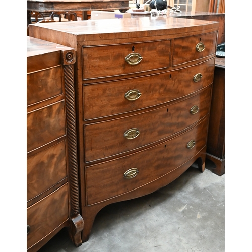 117 - A 19th century mahogany six-front chest of two short over three long graduated drawers on splayed br... 