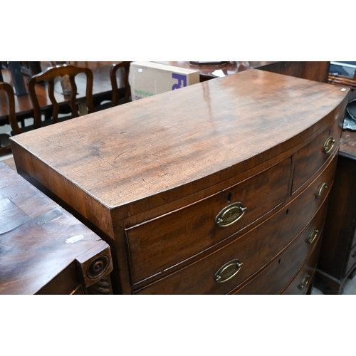 117 - A 19th century mahogany six-front chest of two short over three long graduated drawers on splayed br... 