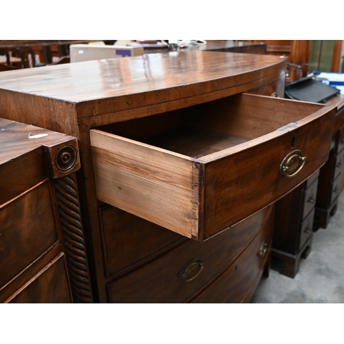 117 - A 19th century mahogany six-front chest of two short over three long graduated drawers on splayed br... 